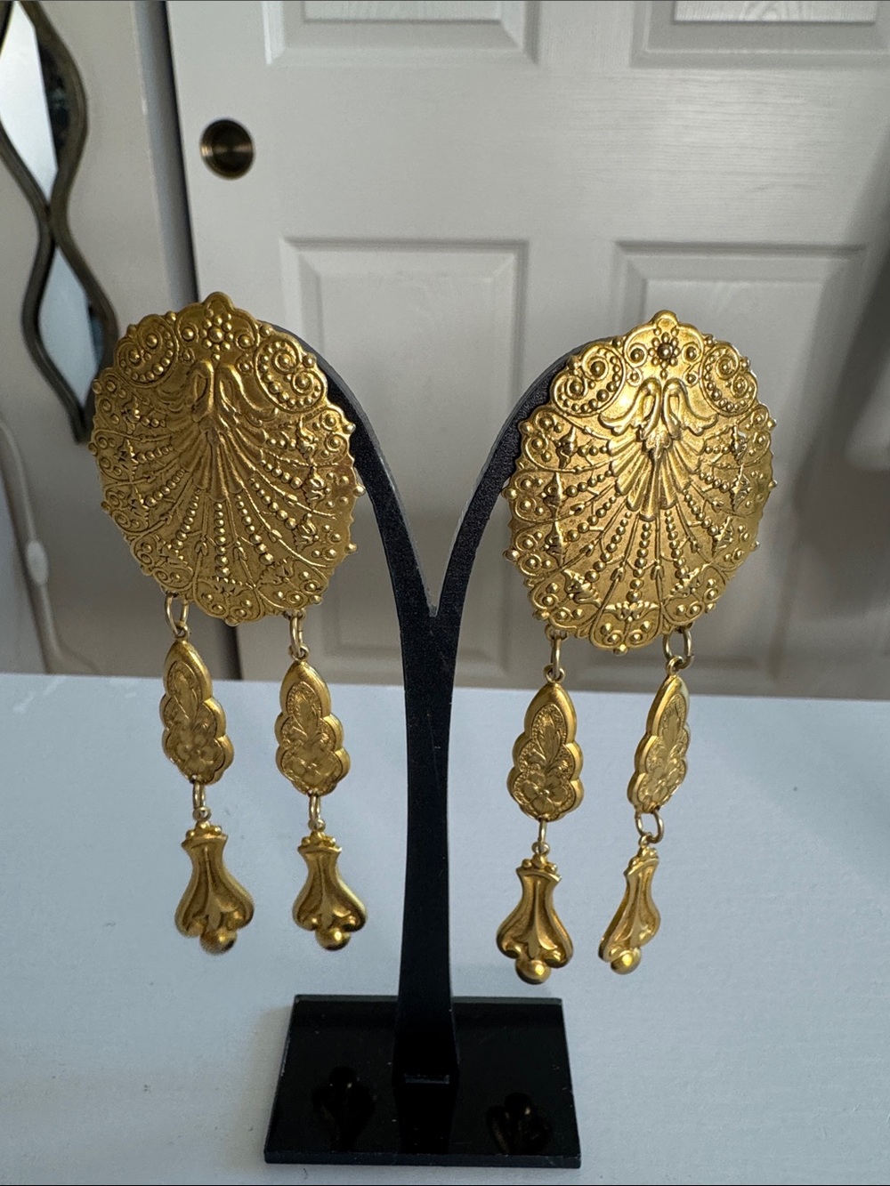 Gold Filigree Drop Earrings - Women Jewelry